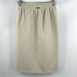 Vintage Geiger Austria Wool Skirt Beige Cream Tan Midi Size 38 Measurements